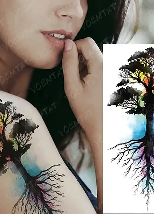 Большая временная татуировка водостойкая тату 21*11 "дерево жизни"