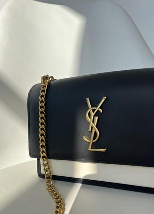 👜 yves saint laurent medium sunset in smooth leather milk/black3 фото