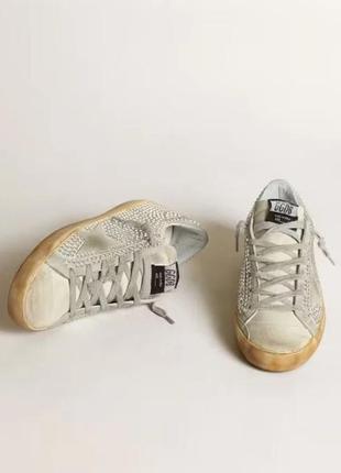 Шкіряні кеди golden goose super-star in aged with swarovski