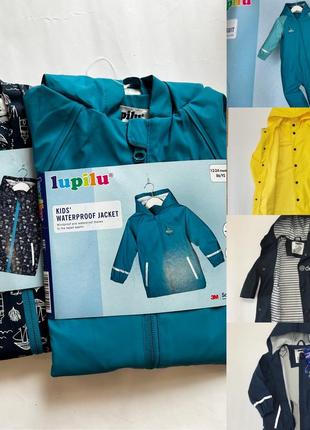 Куртка дождевик 2/3/4/5/6 лет lupilu непромокаемая прорезиненная на флисе грязепруф lupilu