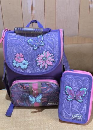 Шкільний каркасний рюкзак kite 501 flowery портфель