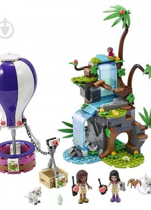 Фірмовий конструктор лего френдс lego friends джунглі: порятунок тигра на повітряній кулі 41423