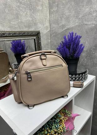 Женская стильная и качественная сумка из эко кожи темный беж2 фото