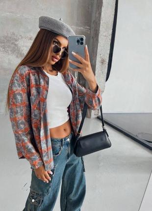 Помаранчева сіра варена жіноча клітчата сорочка жіноча прогулянкова повсякденна фланелева сорочка в клітинку2 фото