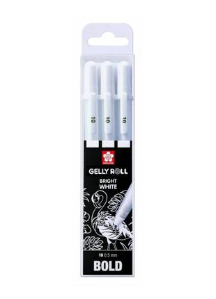 Набір гелевих ручок basic 10 fine bold 3 шт білі sakura2 фото