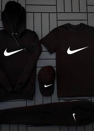 Спортивный костюм nike 4в1 костюм + футболка + кепка | мужской спортивный костюм на осень найк