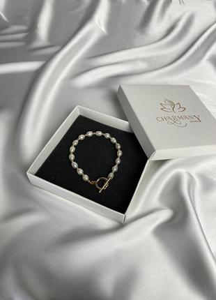 Браслет з натуральних перлин з додаванням японського бісеру міюкі