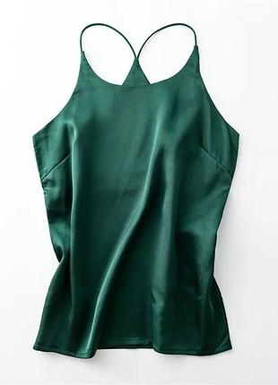 Майка в бельевом стиле атлас изумруд