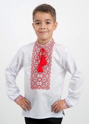 4410 дешева вишиванка для хлопчика на сорочковій тканині