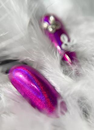 Голографическая втирка "призма" фиолетовая для ногтей - лазерная пудра для маникюра3 фото