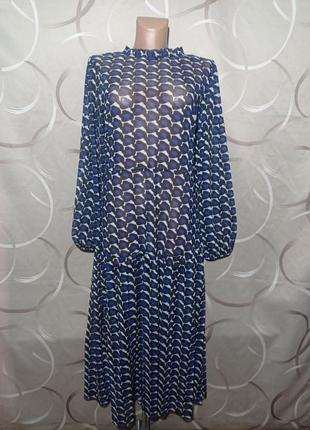 Платье длинное на кокетке, трендовая мелкая сеточка, принт напоминает missoni
