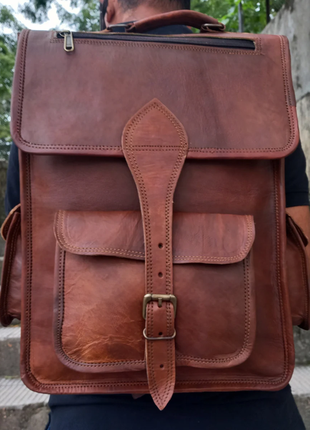 Шкіряний крафтовий hand-made рюкзак5 фото