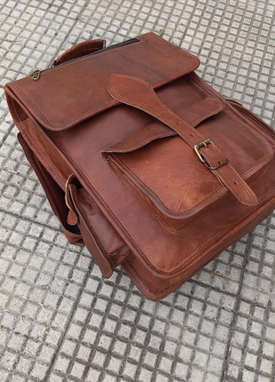 Шкіряний крафтовий hand-made рюкзак3 фото