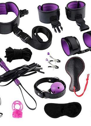 Бдсм бандажний набір з 12 предметів фіолетовий — садо-мазо
