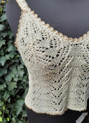 Кофта телесного. вязаная спицами ручная работа майка вязки