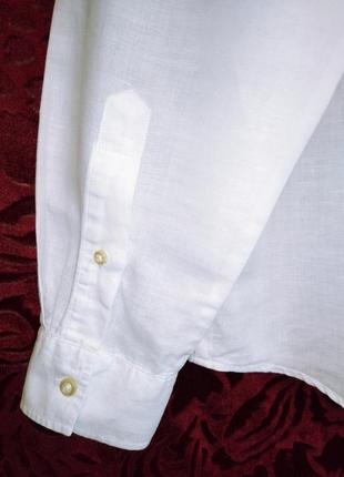 Лён+хлопок белоснежная рубашка свободного кроя льняная мужская рубашка5 фото
