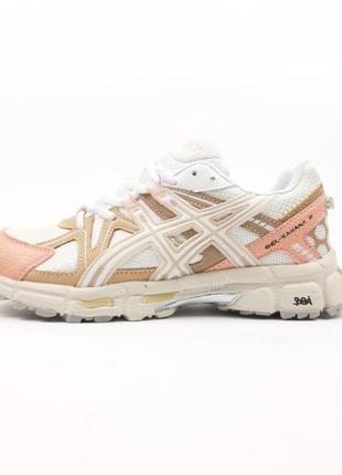 Кроссовки asics gel kahana 8 белые с бежевым и розовым5 фото