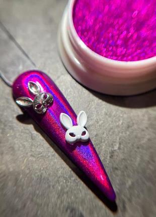 Голографическая втирка "призма" фиолетовая для ногтей - лазерная пудра для маникюра4 фото