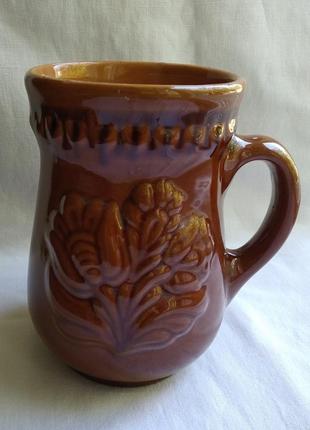 Глечик глек, мальви, вінтаж, кераміка опошня.