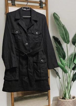 Куртка zara тренч из смесового льна и хлопка