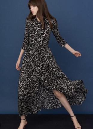 Zara сукня плаття максі massimo dutti повітряна легка літня тканина віскоза ganni принт абстрактний нарядне сорочка