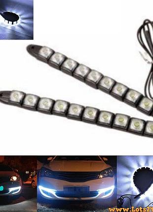 2шт дневные ходовые огни 10 led линз гибкие светодиодные дхо drl led подсветка