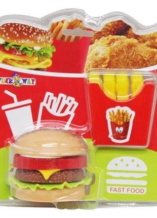 Набор продуктов "фастфуд", бургер и картошка