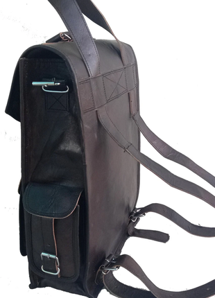 Черный кожаный крафтовый hand-made рюкзак