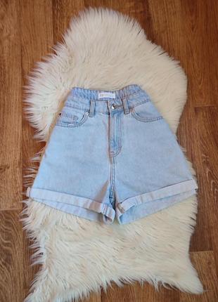 Джинсовые шорты mom высокая посадка коттон s/m(10)