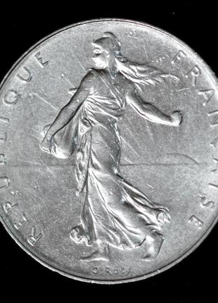 Монета франции 1 франк 1960-99 гг.2 фото