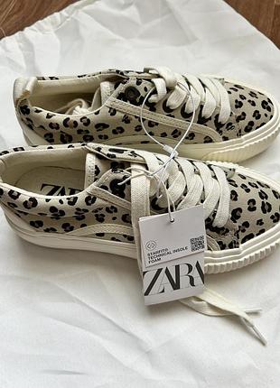 Кеди, кросівки леопардові zara, тренд 2024, 32 та 34 розмір
