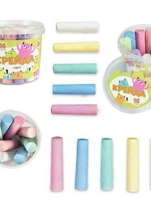 Крейда "велика кругла", 16 штук, різнокольорова