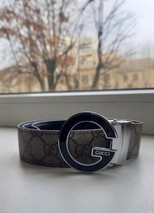 2-х сторонний кожанный ремень в стиле gucci