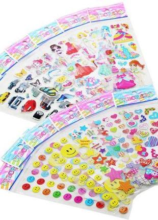 Набор объемных наклеек, 12 листов (микс) 17x8 см