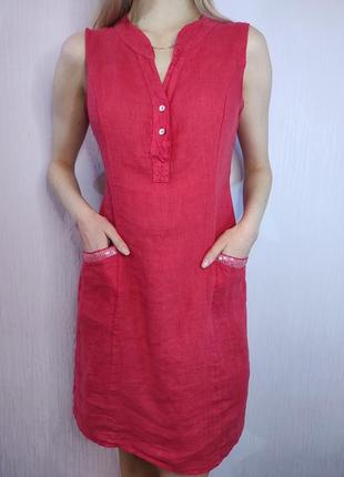 Лляне плаття льон італія льняное лён оригинал платье миди сарафан4 фото