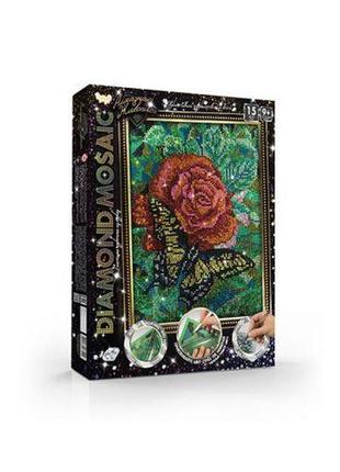 Алмазна живопис "diamond mosaic", "метелик на квіточці"