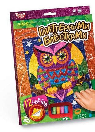 Раскраска глиттером по номерам "сова"