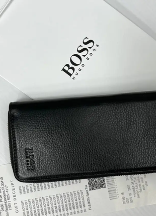 Мужской кошелек hugo boss черный вертикальный буманжик на молнии