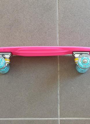 Скейт пенни борд "best board" розоввый, колёса со светом6 фото
