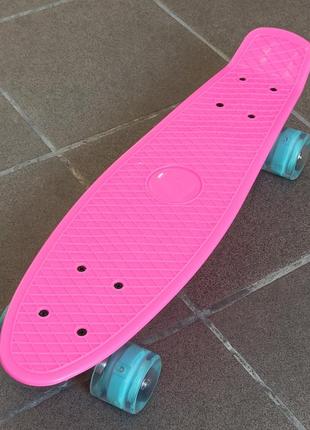 Скейт пенни борд "best board" розоввый, колёса со светом4 фото