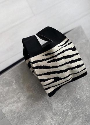 Сумка машинной вязки с принтом зебры