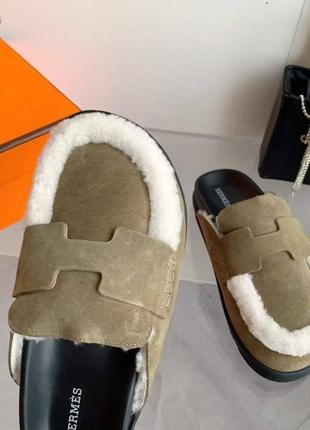 Замшеві сланці мюлі hermes