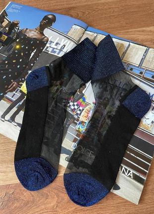 Комбинированные носки сетка с люрексом