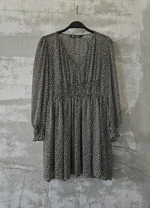 Сукня легка в горошок з рукавами воланами zara платия поатье легкое в горошек с рукавами воланами зара