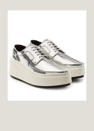 Шкіряні кросівки кеди на платформі kenzo mirror leather derby lace-up shoes туфлі