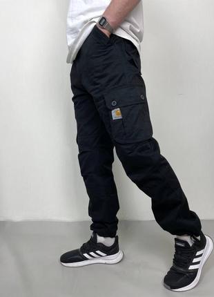 Черные карго брюки кархарт carhartt