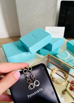 Новые роскошные серьги tiffany оригинал золото 750 + серебро