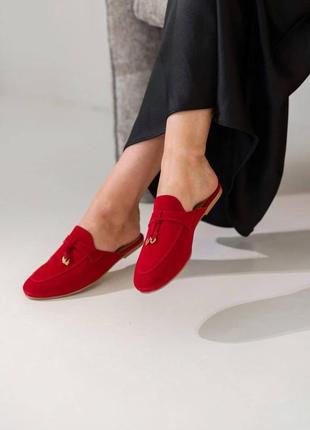 Натуральные женские мюли, лоферы открытые ззади, открытые лоферы