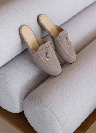 Натуральні жіночі мюлі , лофери відкриті ззаді,  відкриті лофери