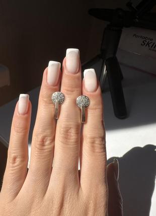 Серьги серебро с золотыми пластинами